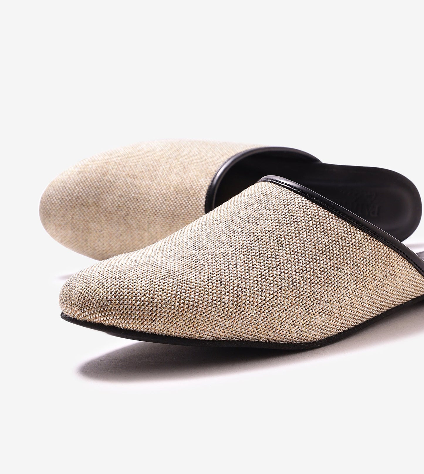 Textured Jute Almond-Toe Mules Flats - Beige