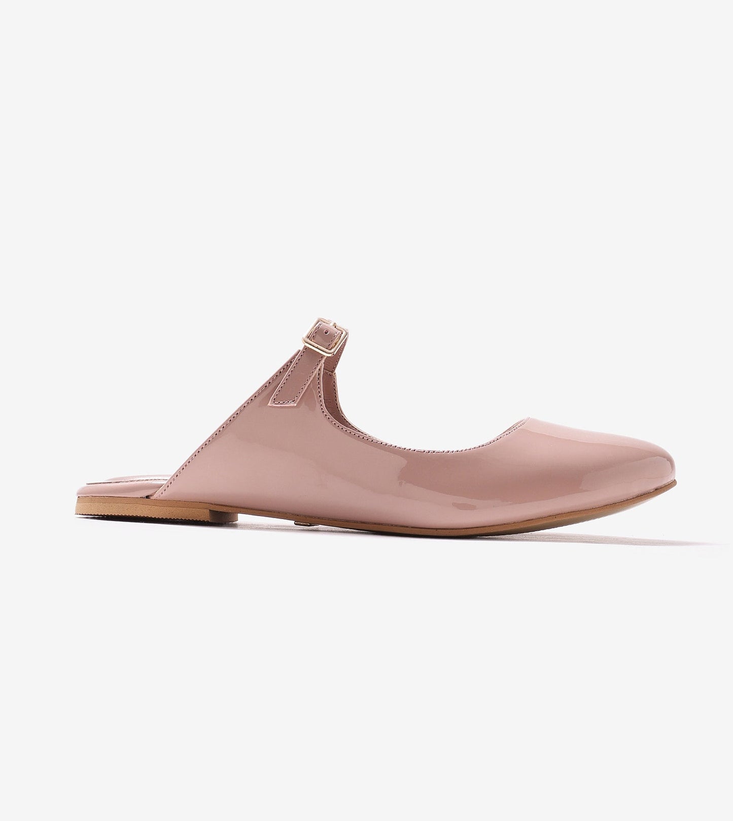 Patent Mules Flats - Nude