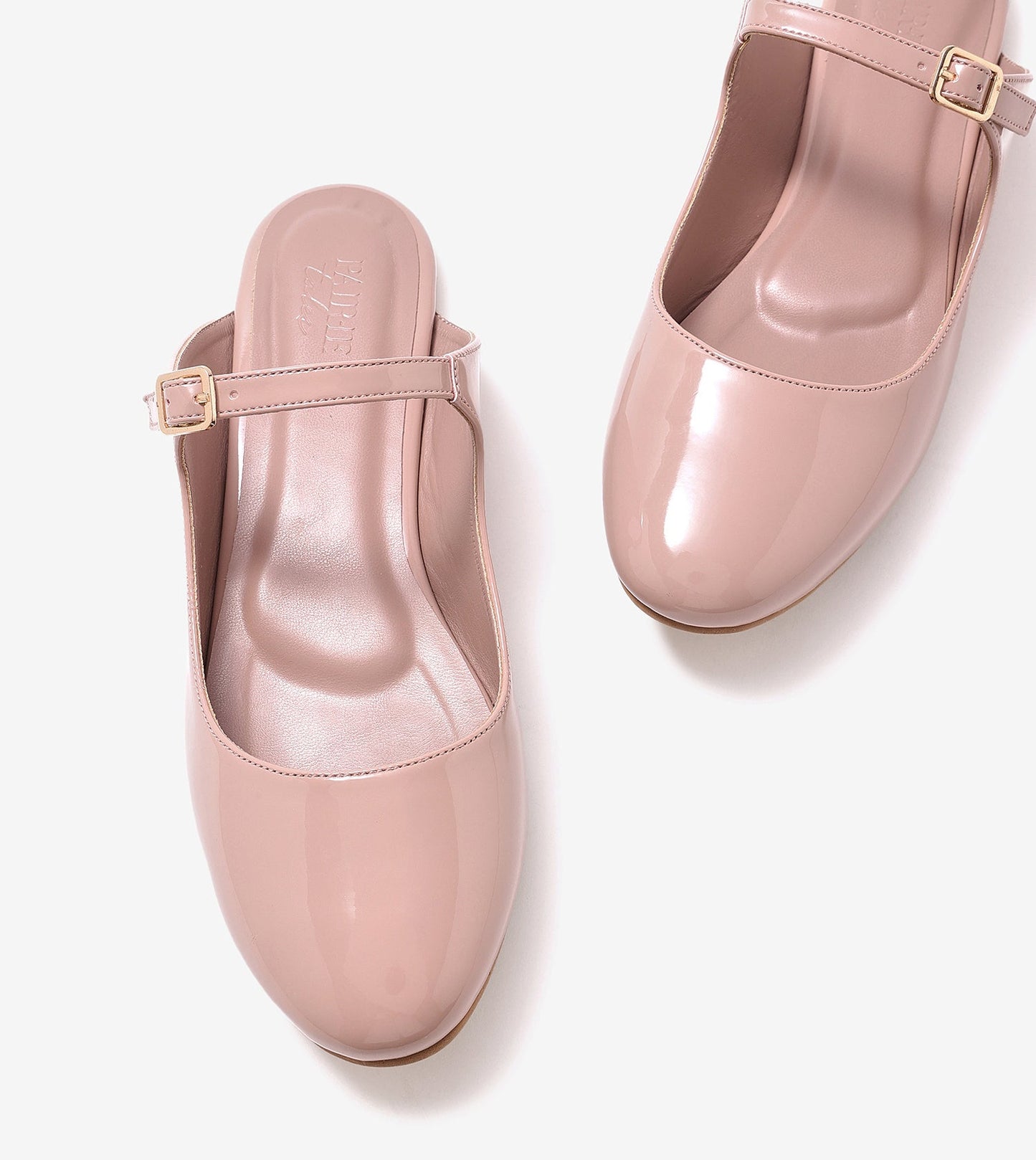 Patent Mules Flats - Nude