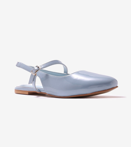 Patent Slingback Mary Janes Flat - Sky Blue