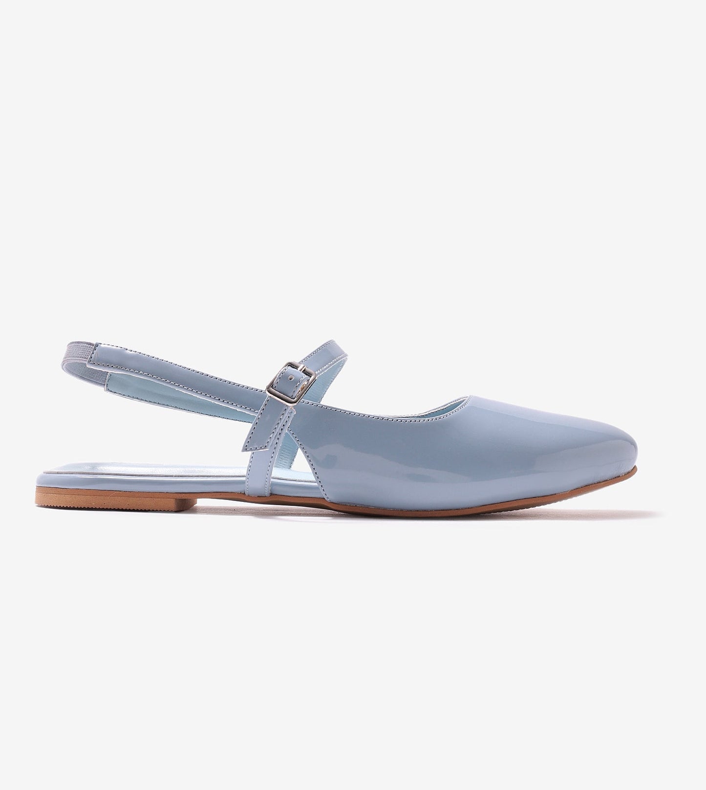 Patent Slingback Mary Janes Flat - Sky Blue