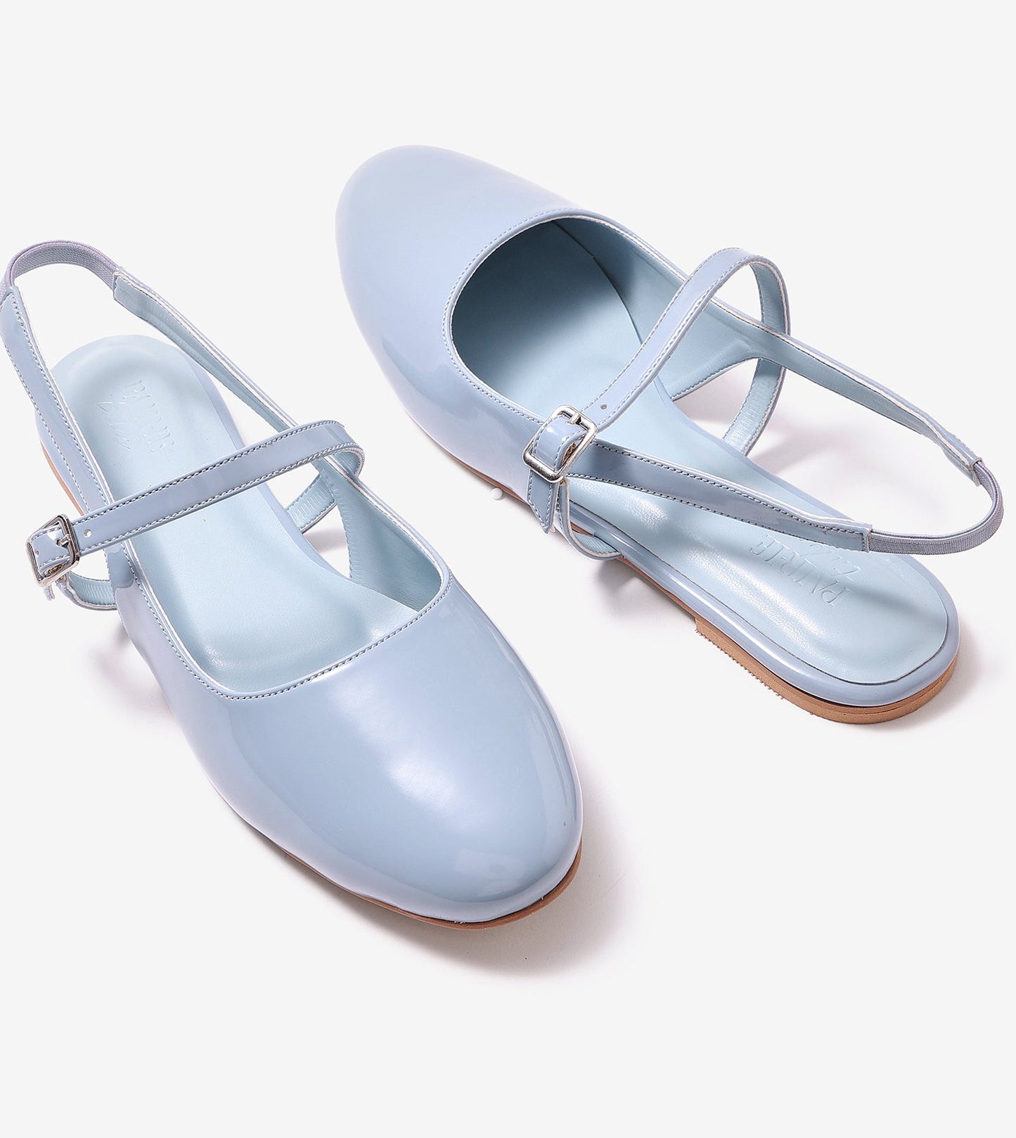 Patent Slingback Mary Janes Flat - Sky Blue