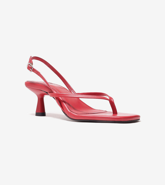 V- strap Slingback Heels - Red