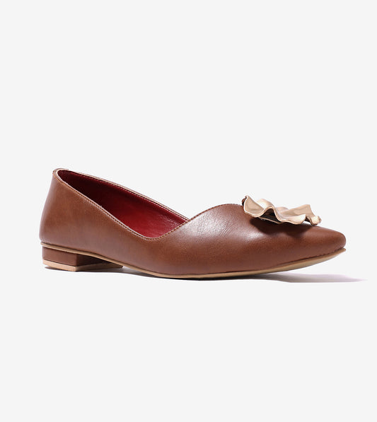 Pointed Toe Ballerinas Flats - Brown