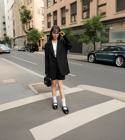Buckled Mary Janes Ballet Flats - Black