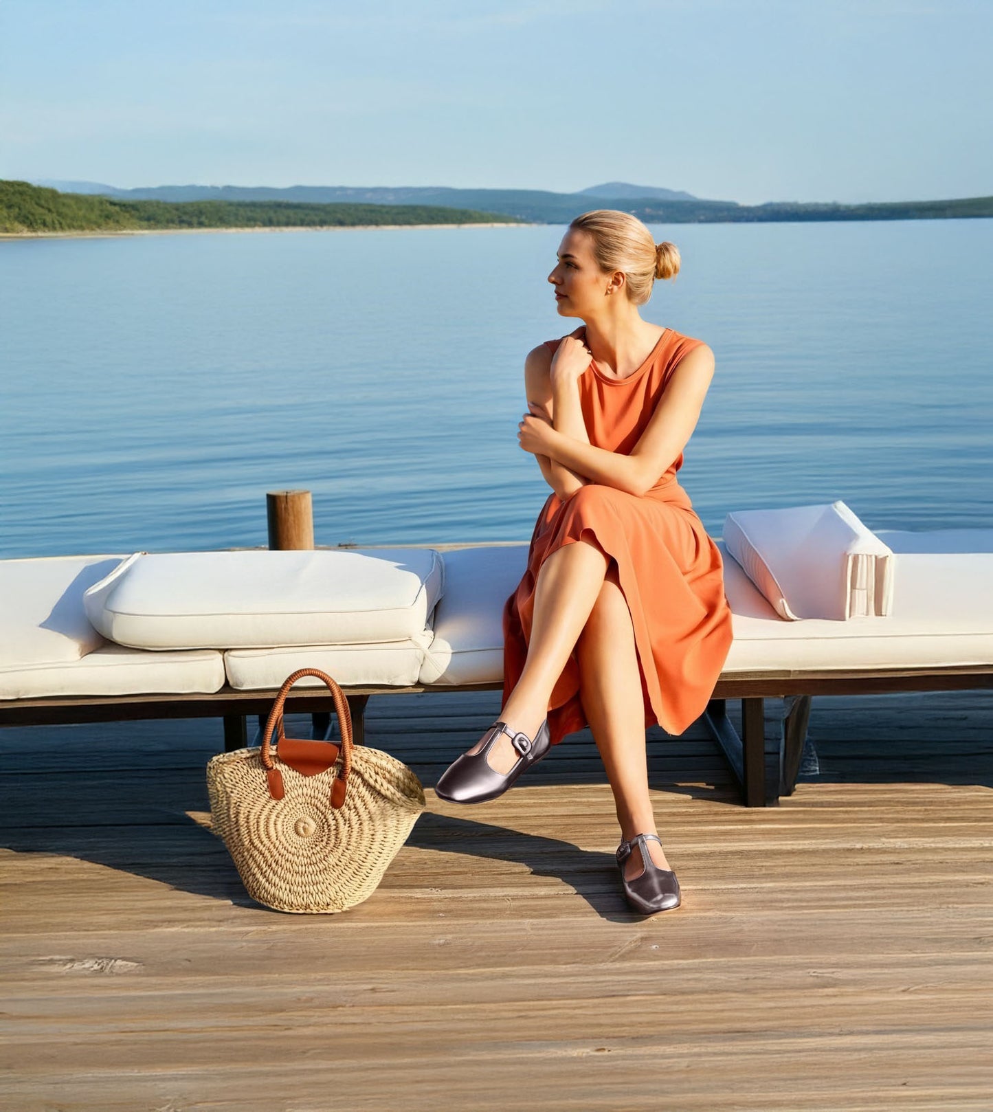 T-Strap Metallic Mary Janes Flats - Gunmetal