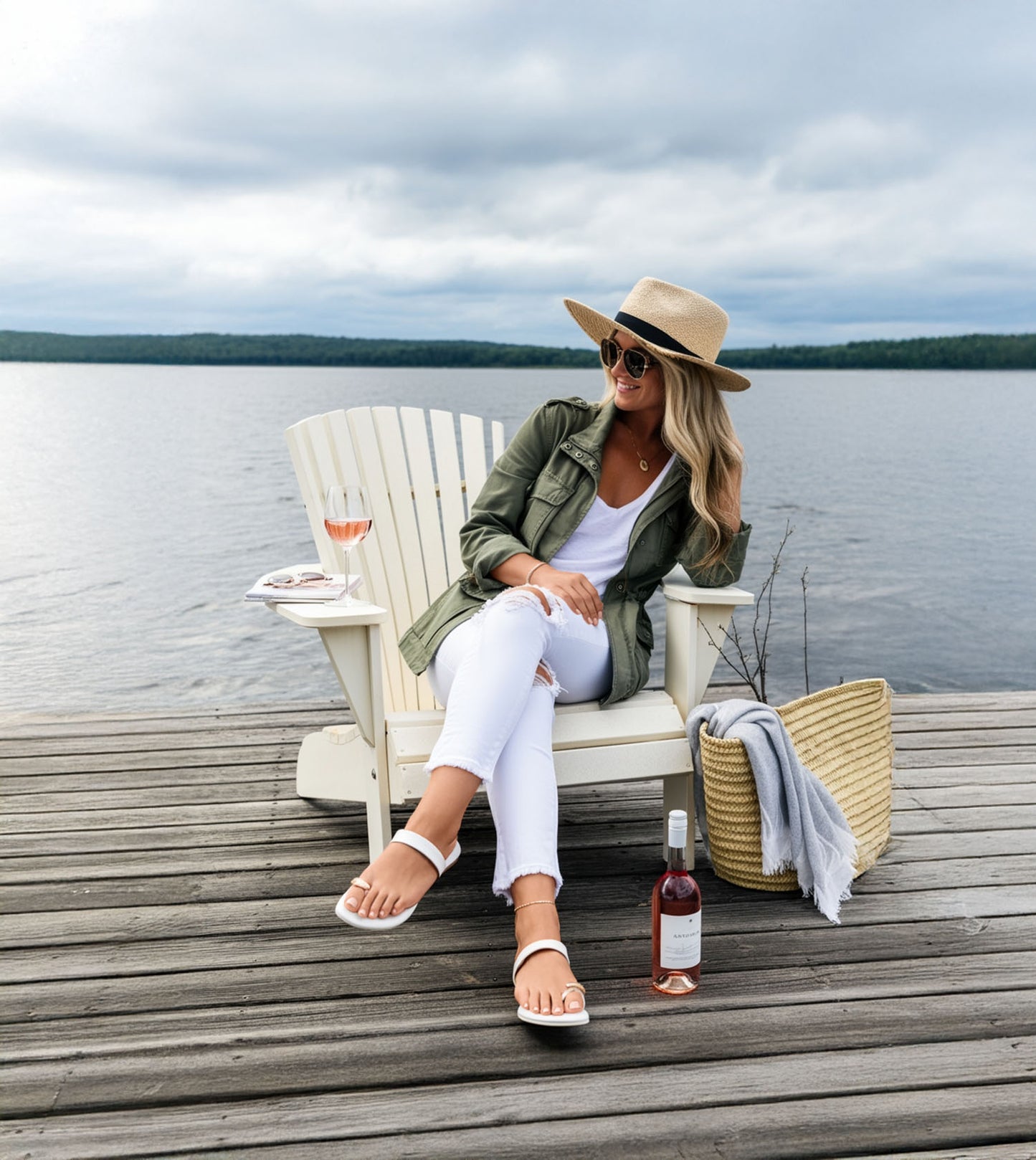 Patent Flat Sandals With Metallic Embellishment - White