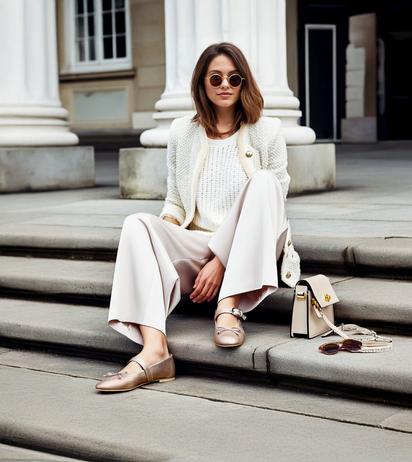 Buckled Mary Janes Ballet Flats - Gold