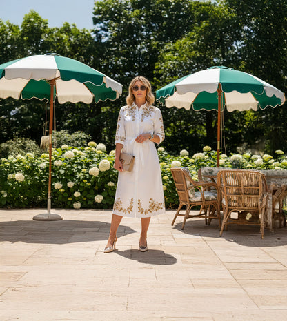Chain-Embellished Slingback Pumps - Cream