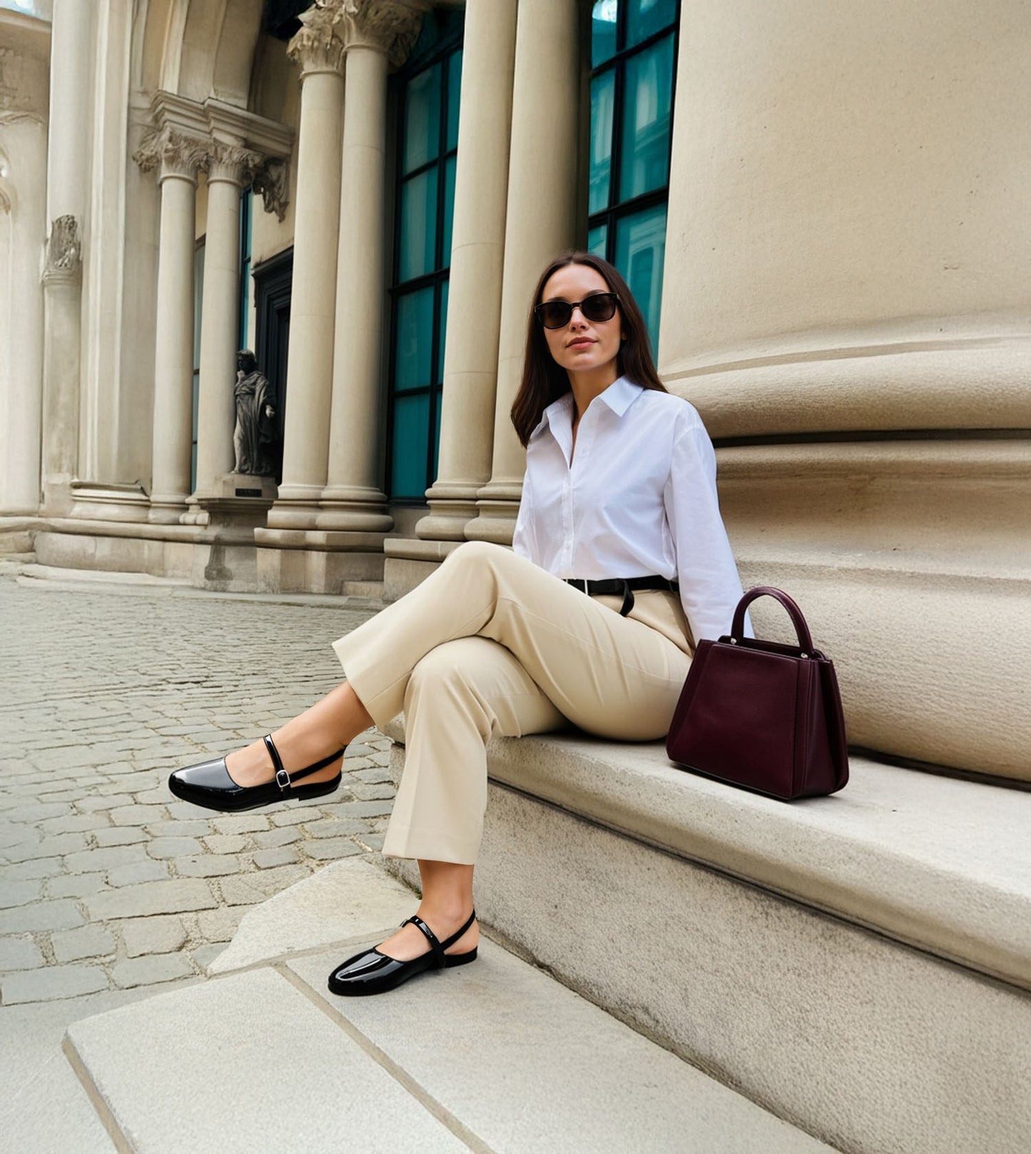 Patent Slingback Mary Janes Flat - Black