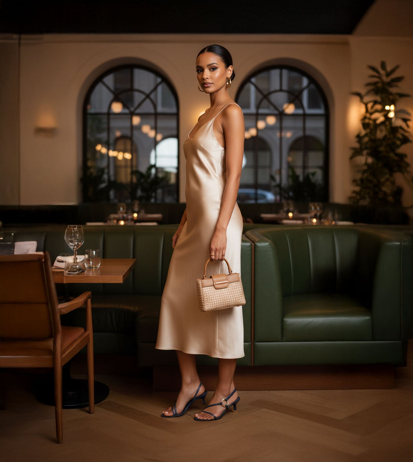 Strappy Kitten Heel With Metallic Adornment  - Blue