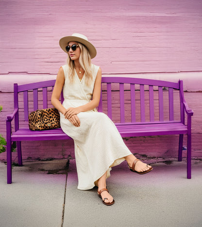 Metallic Accent Toe Ring Flat Sandals - Brown