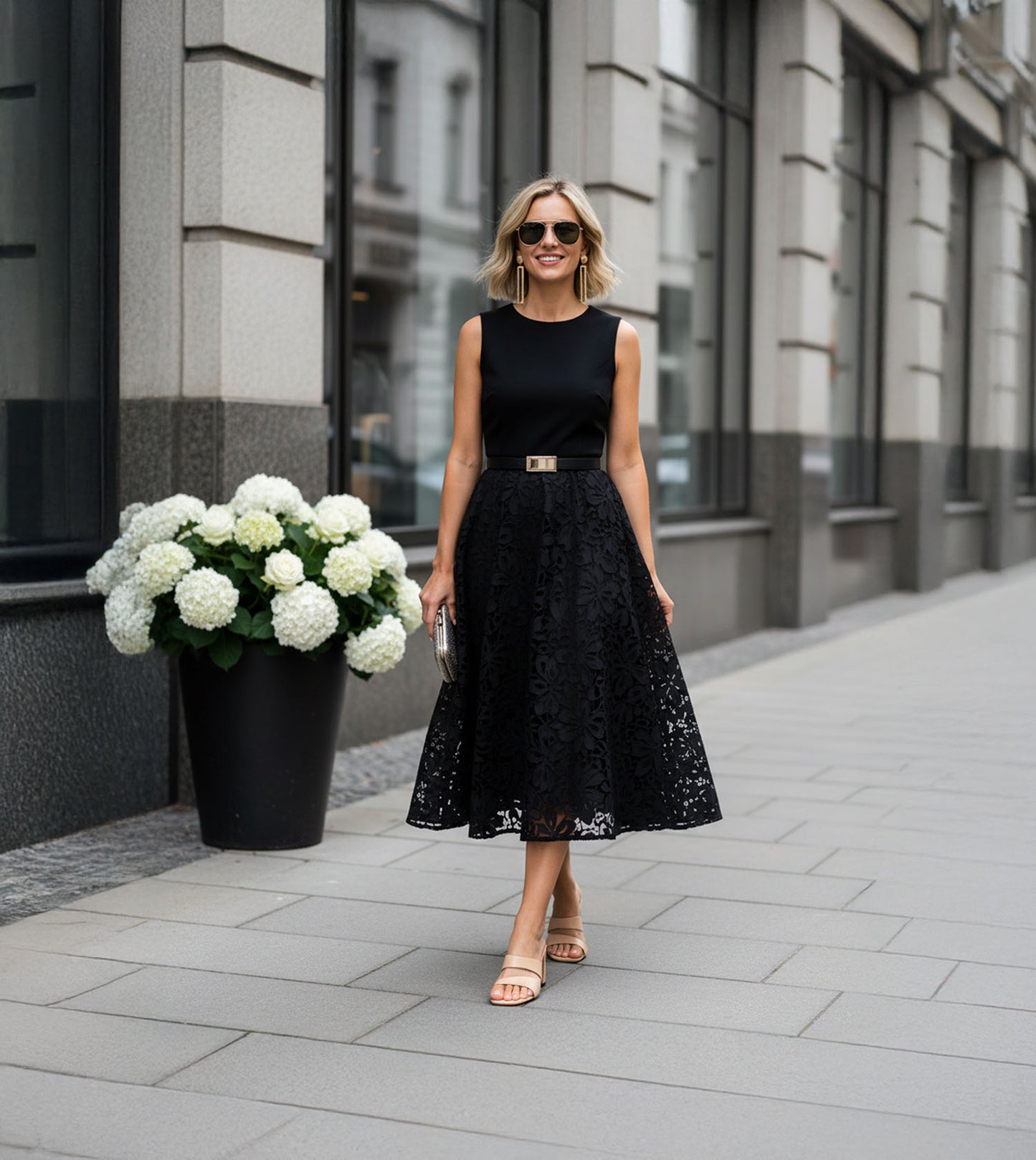 Asymmetric Cutout Block Heeled Slide Sandals - Peach