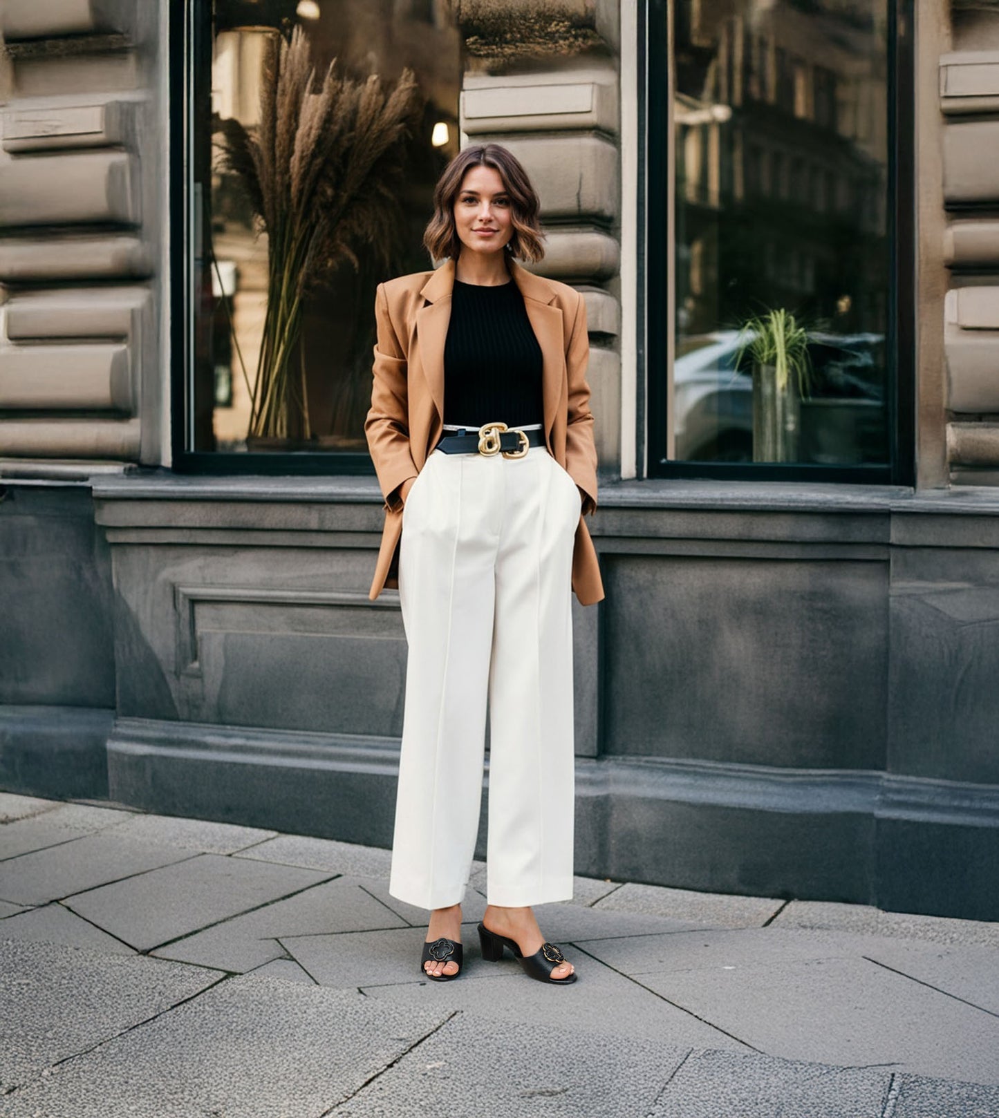 Floral Adornment Block Heeled Sandals - Black