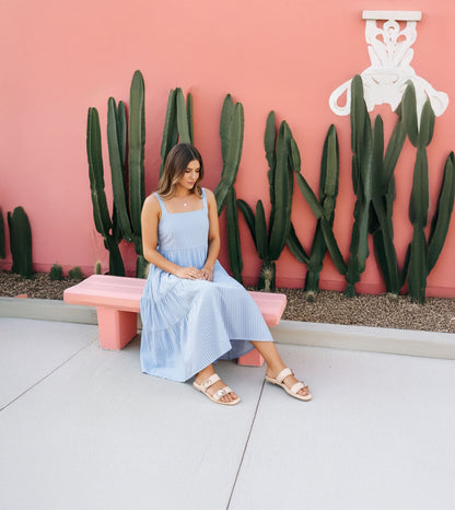 Double Strap Buckled Flat Sandals - Peach