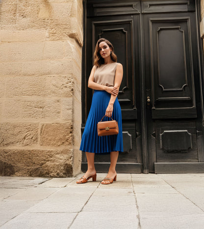 Chain Link Heeled Mules - Tan