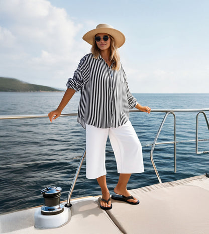 V-Strap Slide Flat Sandals - Black