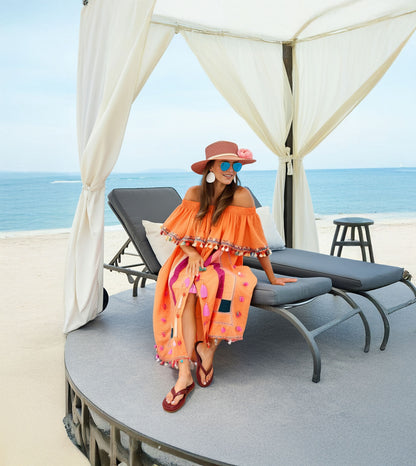 V-Strap Slide Flat Sandals - Maroon