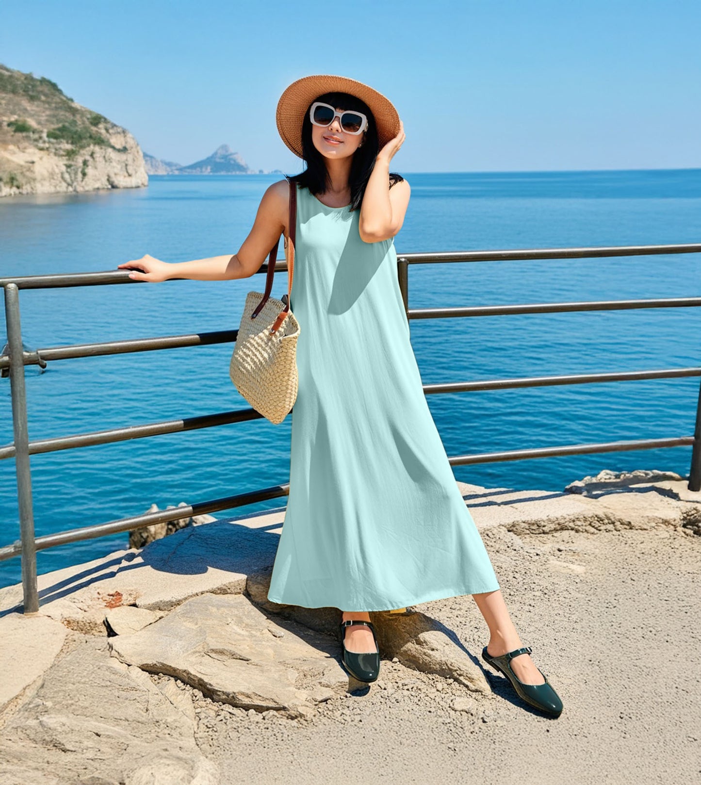 Patent Mules Flats - Dark Green