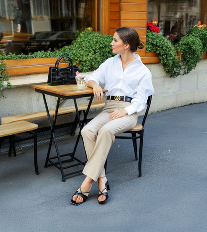 Patent Croco Meadow Strappy Sandals - Black