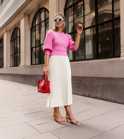 V-Strap Kitten Heeled Sandals - Cream