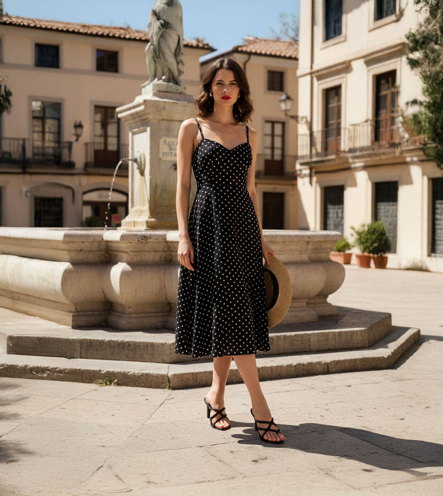 Asymmetric Strappy Tubular Heeled Sandals - Black