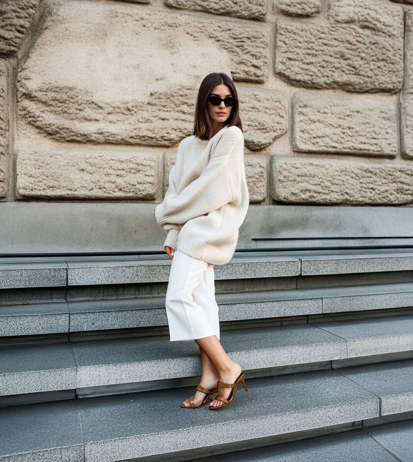 Two Strap Stiletto-Heel Sandals - Antique Gold