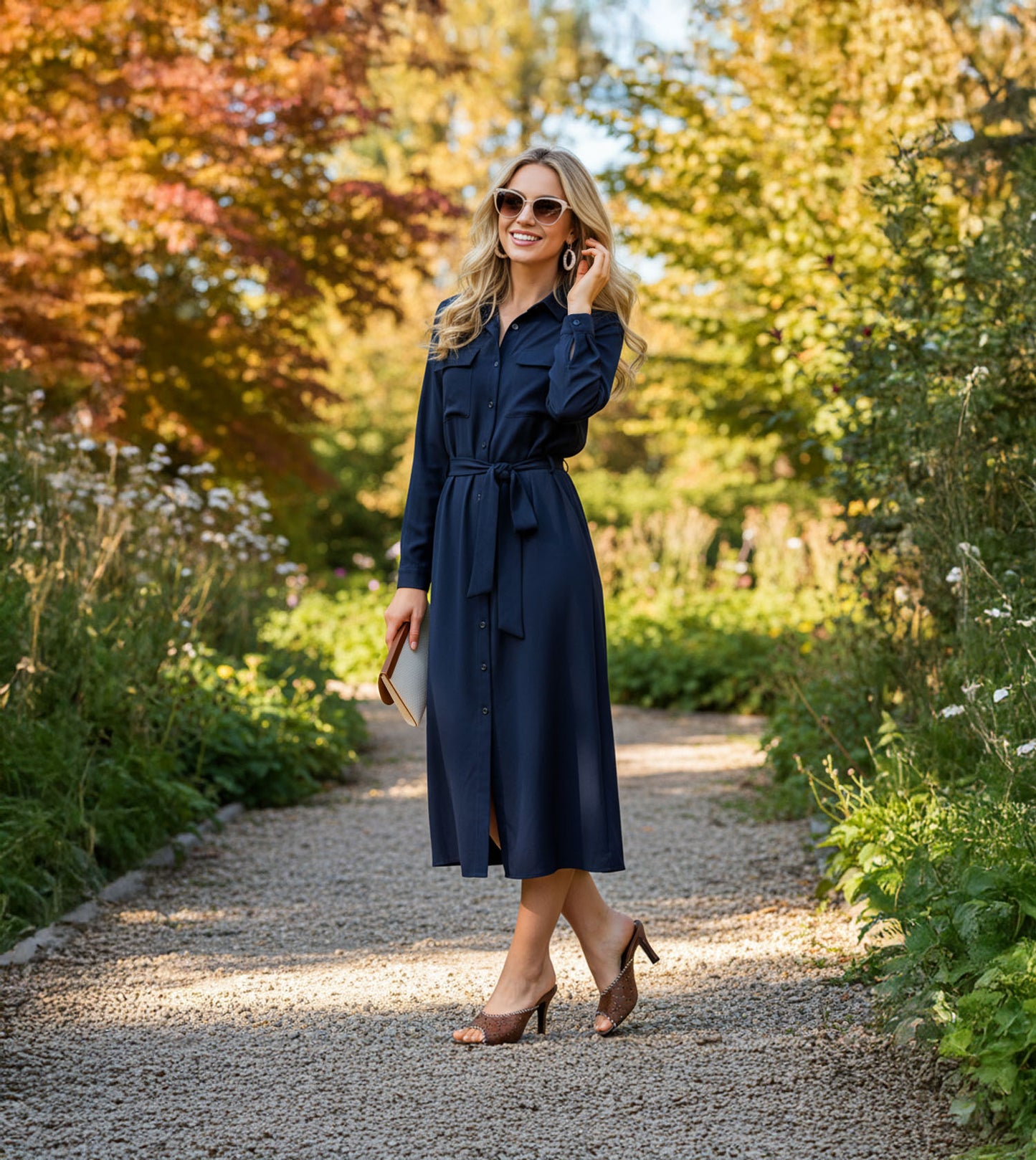 Laser Cutwork Stiletto Mules - Brown