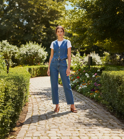 Floral Metallic Adornment Block Heeled Sandals - Tan