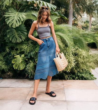 Flower Cutout Slide Sandals - Black