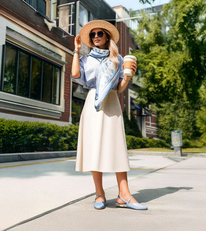 Patent Slingback Mary Janes Flat - Sky Blue
