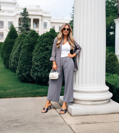 Knotted Strap Stiletto Mule Heels - Gunmetal