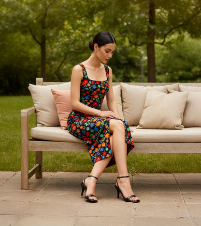 Stiletto-Heel Ankle Strap Sandals - Black