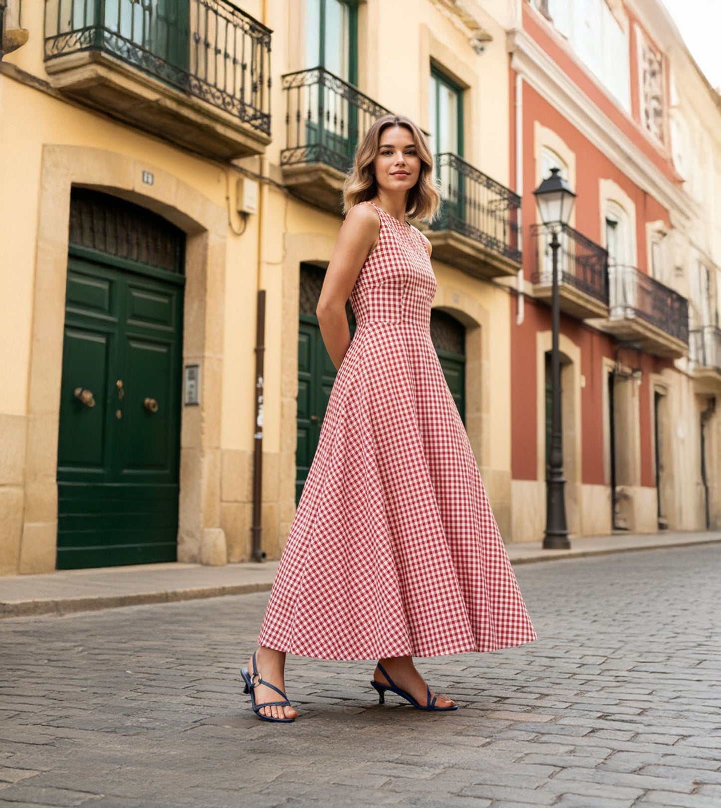 Strappy Kitten Heel With Metallic Adornment  - Blue