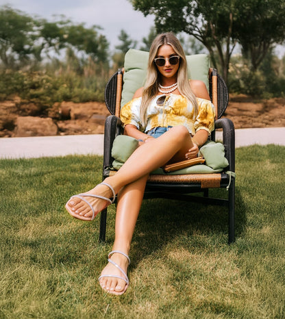 Rhinestone Strappy Sandals - Rose Gold