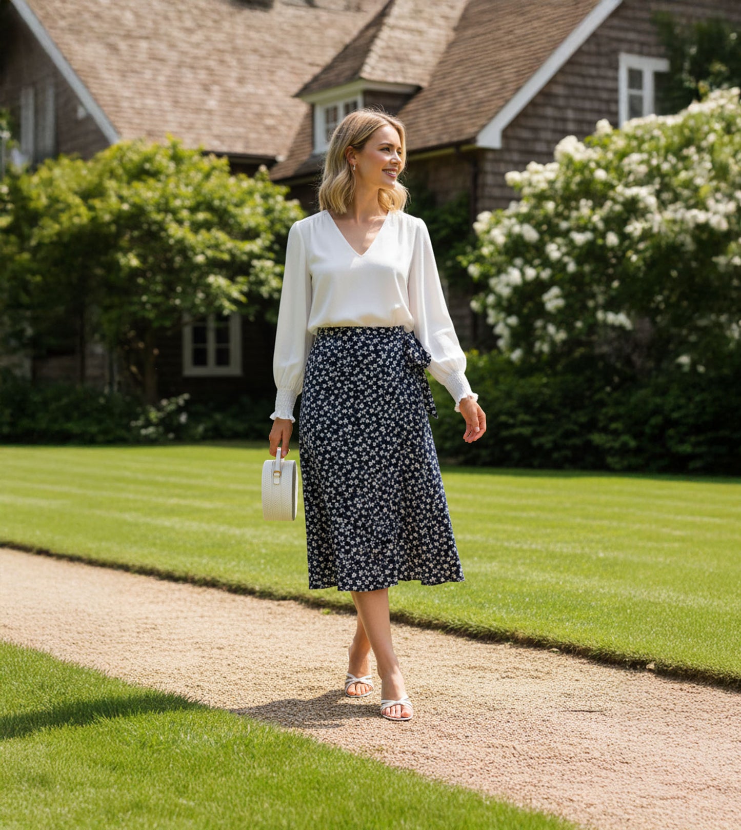 Cross Strap Kitten Mules - Navy Blue
