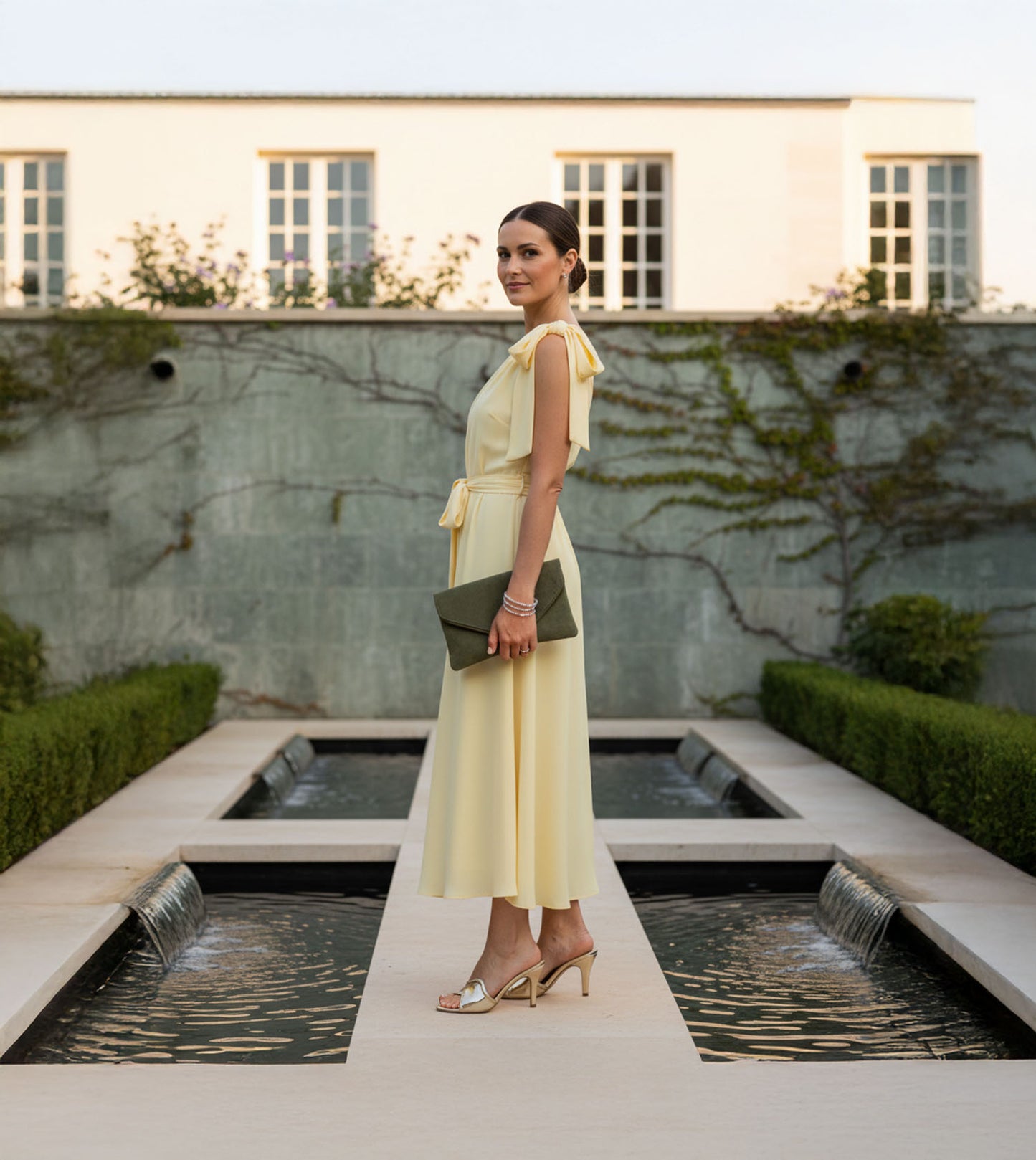 Metallic Wavy Stiletto Heeled Sandals - Gold