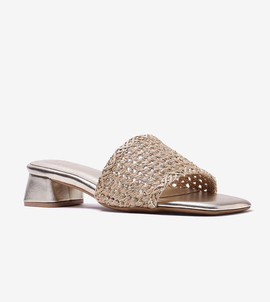 Woven Grace Block Heels - Golden