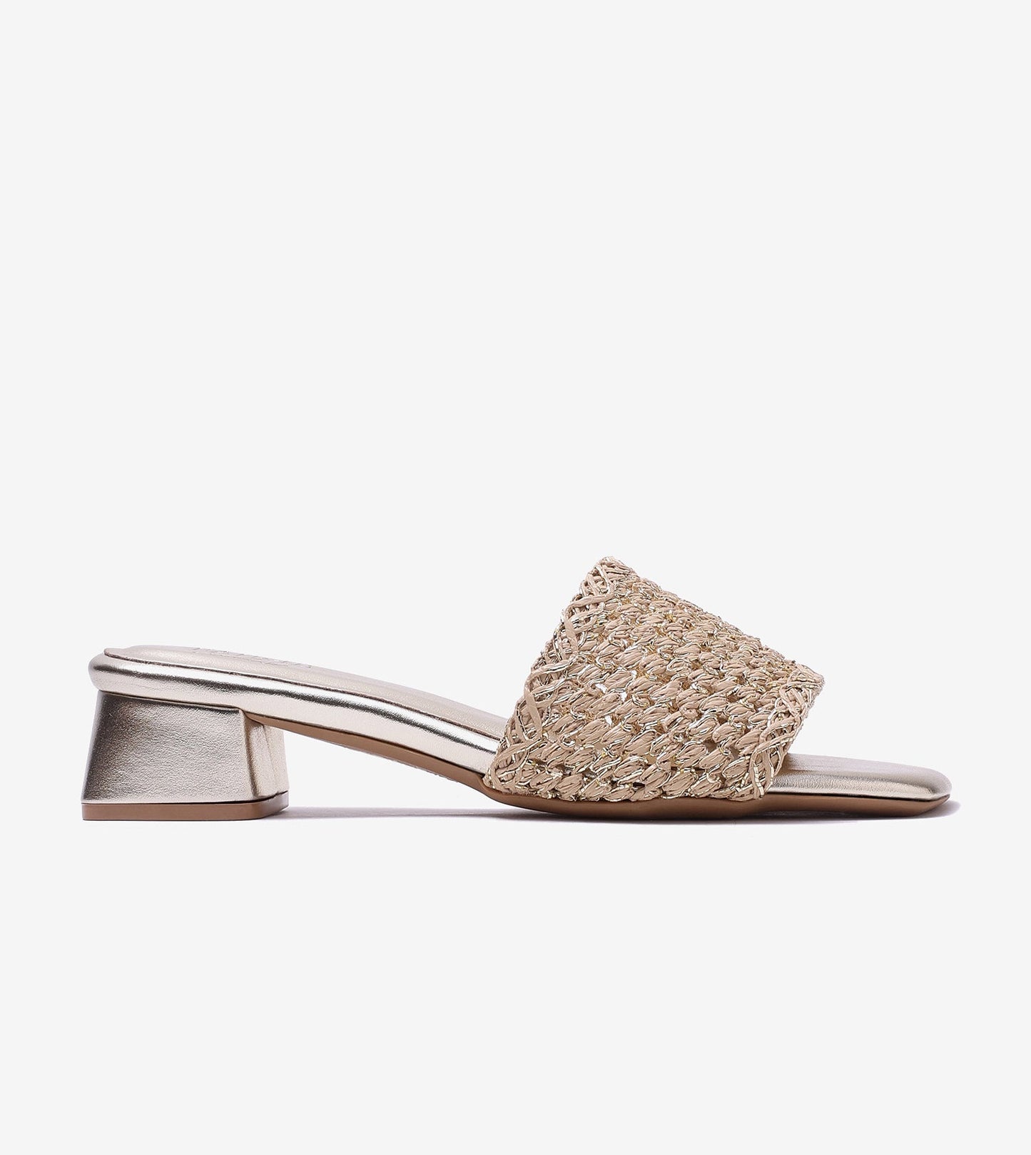 Woven Grace Block Heels - Golden