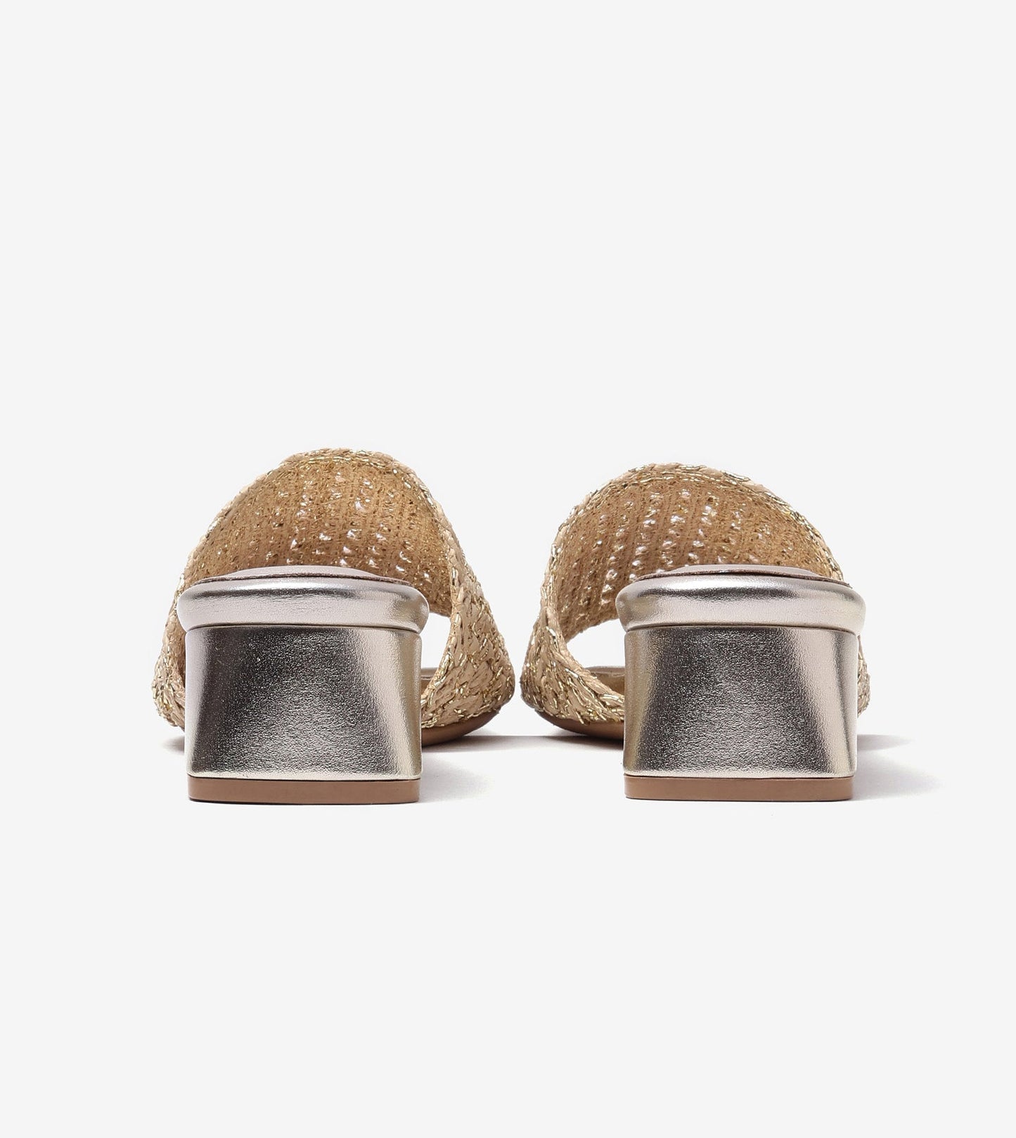 Woven Grace Block Heels - Golden