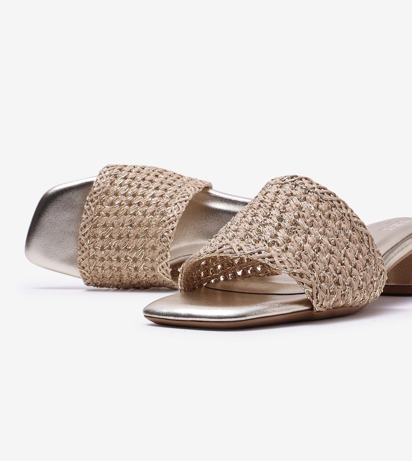 Woven Grace Block Heels - Golden