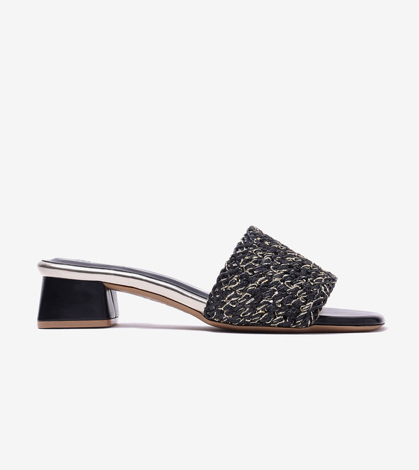 Woven Grace Block Heels - Black