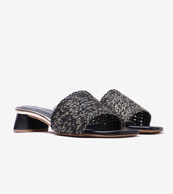 Woven Grace Block Heels - Black