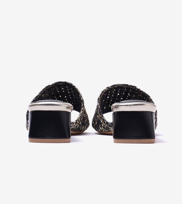 Woven Grace Block Heels - Black
