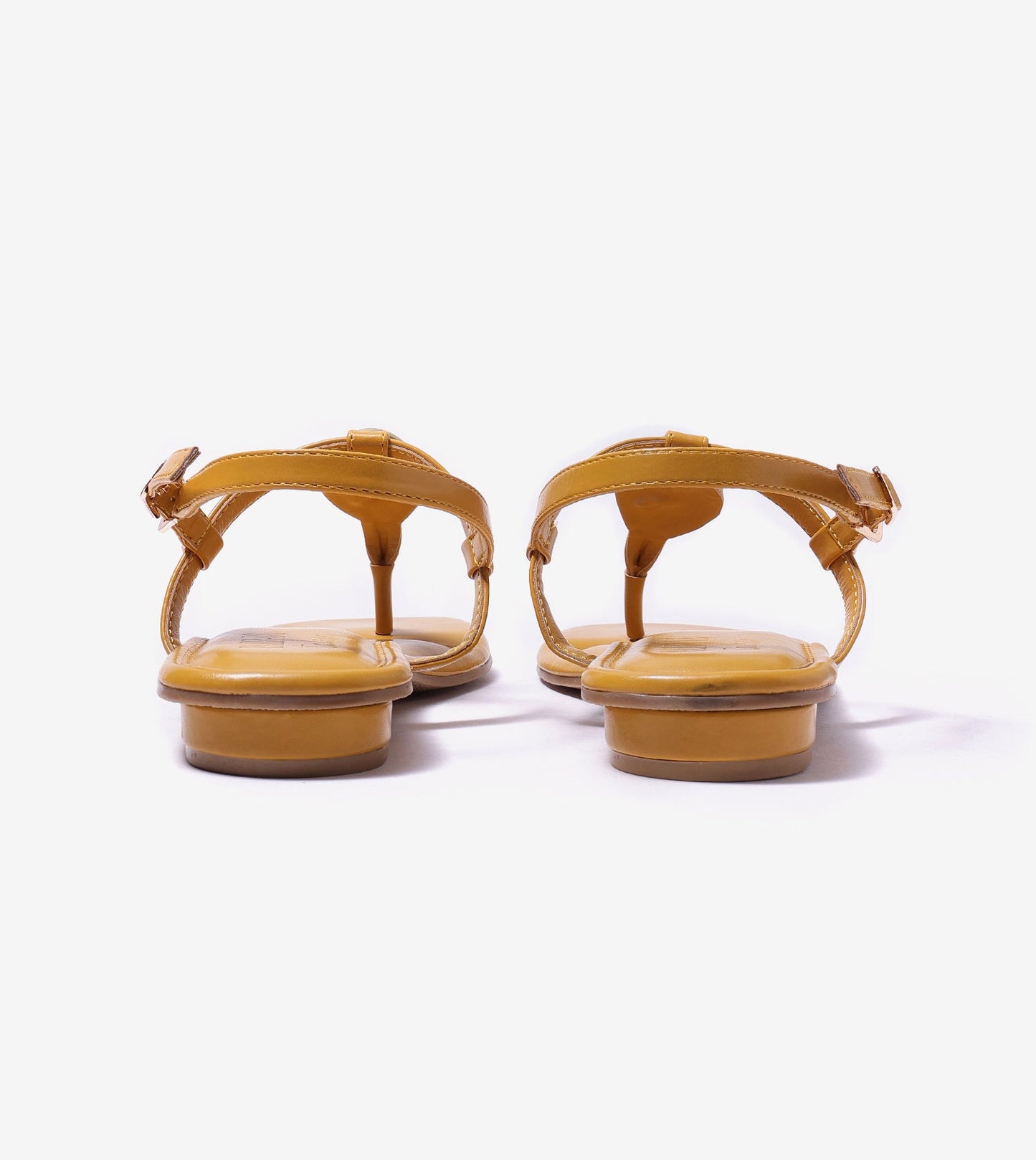 Metallic Accent T-Strap Flats - Mustard Yellow