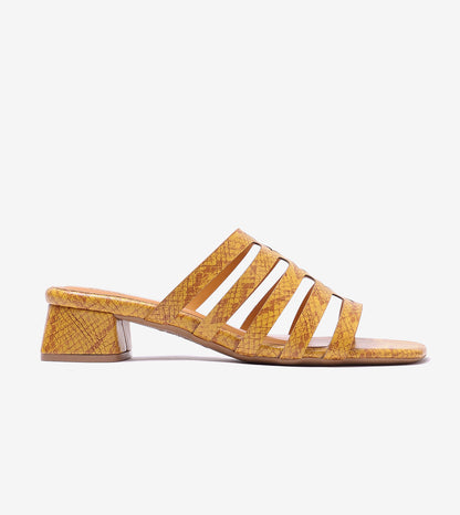 Cutout mule Block Heel - Mustard