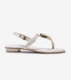 Metallic Accent T-Strap Flats - Beige