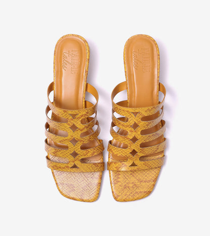 Cutout mule Block Heel - Mustard