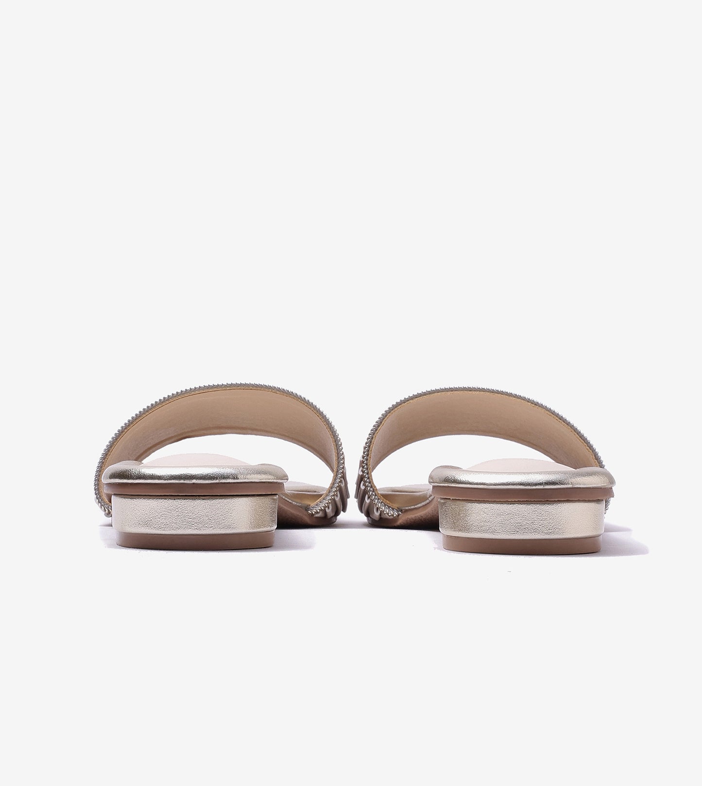 Elegant Pleated Edge Slide Flats - Beige