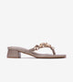 Floral Detail Block Heels Sandal - Gold